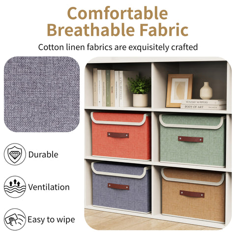 gaobaidu 4 Pack Foldable Fabric Storage Boxes with Lids and Handles, Collapsible Wardrobe Organizer & Closet Basket for Clothes, Toys, Books, Photos