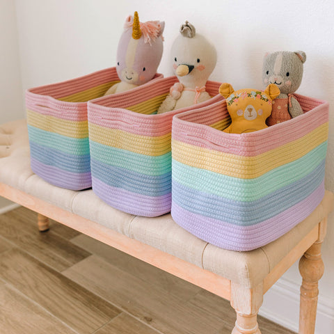OrganiHaus Set of 3 Storage Baskets, Shelf Baskets, Wool Baskets, Storage Baskets, Fabric Baskets, Laundry Baskets, Flat Laundry Basket