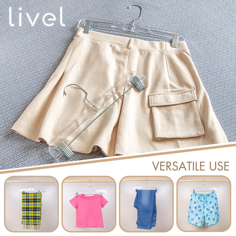Premium Skirt and Trouser Hangers with Clips - Set of 12| Versatile Organization for Your Wardrobe | Space-Saving Design | Durable Plastic and Stylish