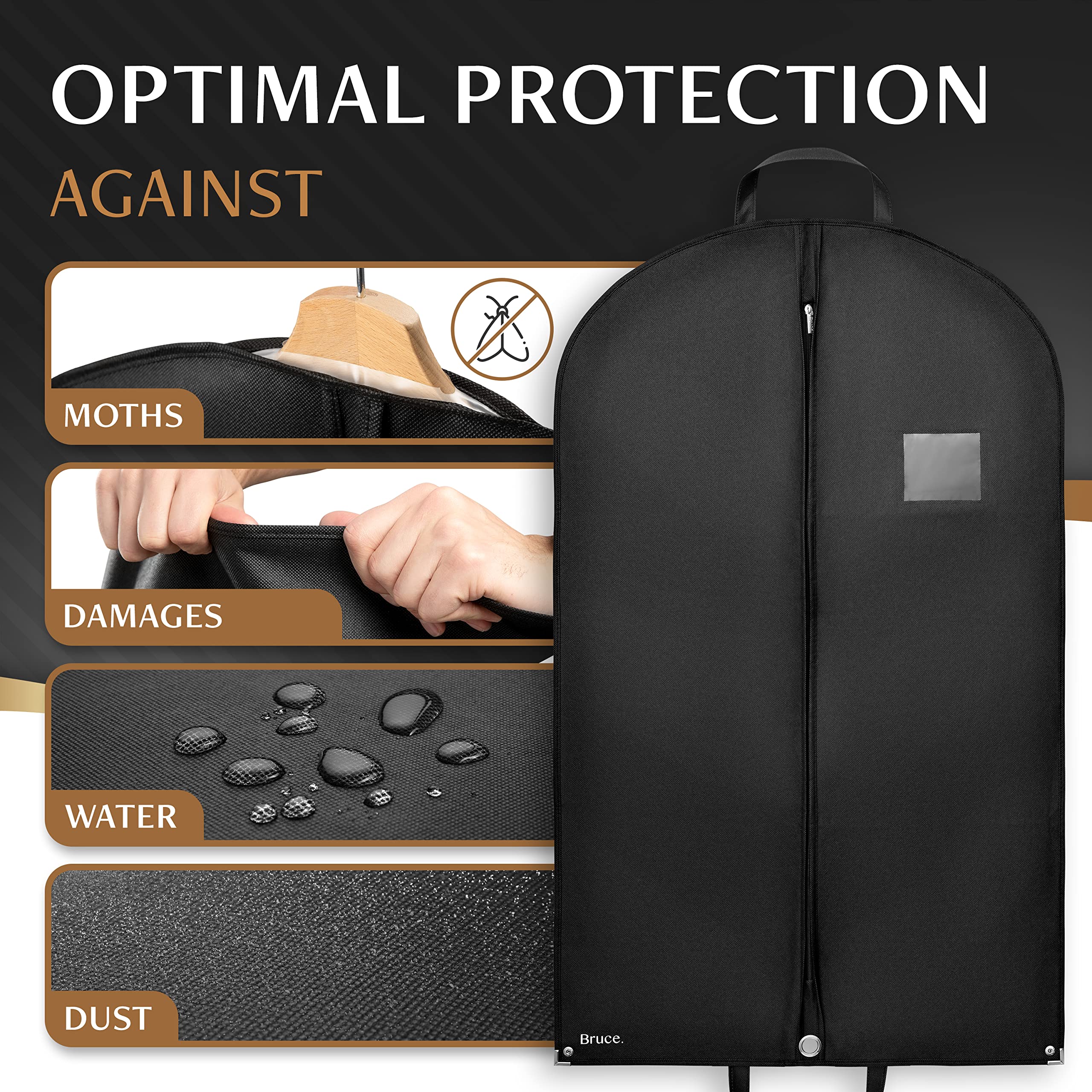 Bruce.® 5x Garment Bags 100x60 cm – Black