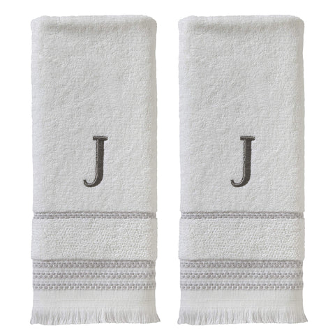 SKL Home Hand Towel Set, J, Cotton, White, 16x26