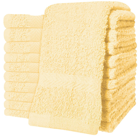 QCS Towels – 12 Pack Washcloths Set 30 x 30 cm, 100% Cotton Super Absorbent & Quick Dry Flannel Face Cloths