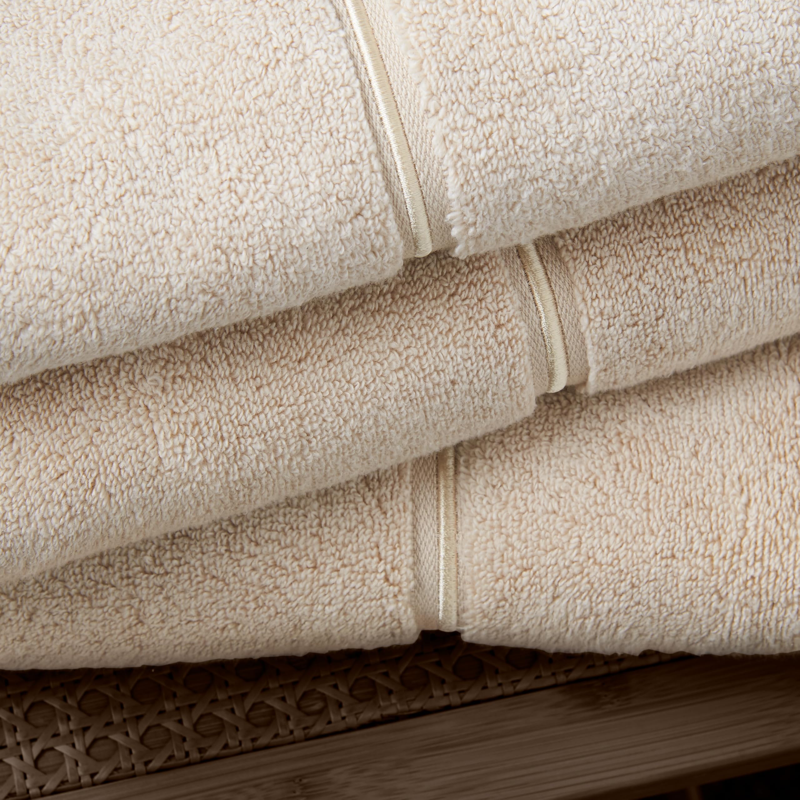 Bianca Zero Twist Satin Stitch Cotton 70x127cm Bath Towel Natural