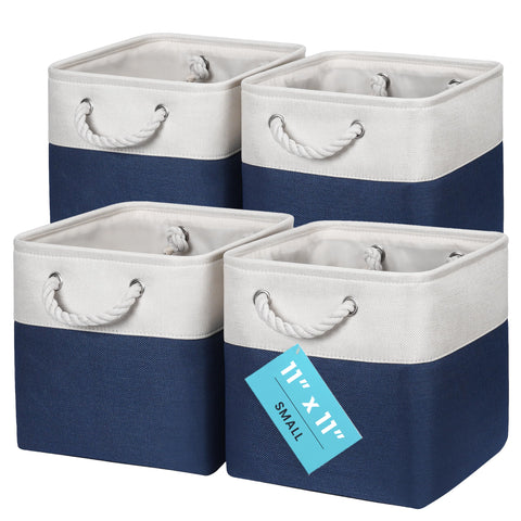 OrganiHaus Fabric Storage Boxes, Set of 4 Foldable 28x28 Cube Organiser Bins with Rope Handles for Shelves, Nursery & Closet