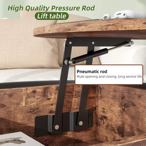HOJINLINERO Round Coffee Table,Lift Top Coffee Tables for Living Room,Wooden Coffee Table with Hidden Storage & Lift Up Top,Modern Sofa Tea End