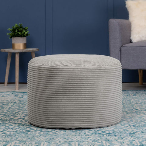 icon Milano Large Cord Bean Bag Footstool with Filling Included, Grey