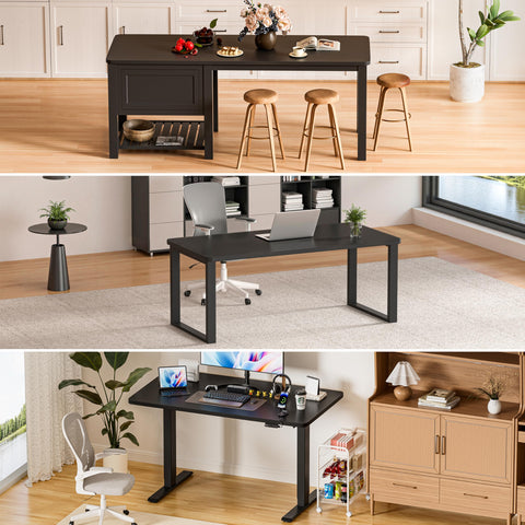 BIZUM Table Top 140 x 70 cm Desk Top Desktop for Height Adjustable Electric Standing Desk, Dining Tables and More DIY - 25 mm Sturdy Durable (Black)