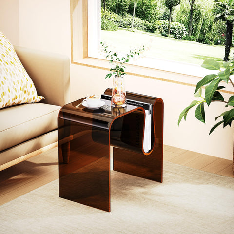 solaround Acrylic Side Table, Wavy Design Decor, 45 x 30 x 45 cm, Dark Brown