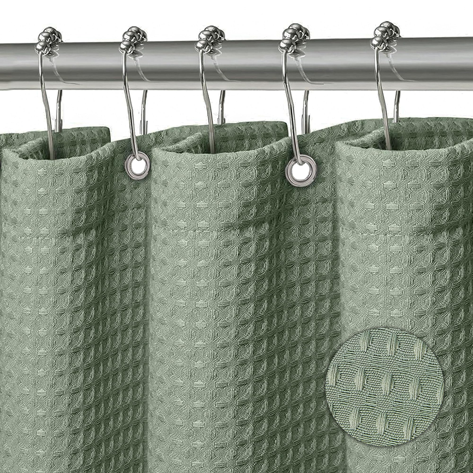 KAIMEIYU Shower Curtain Polyester Bath Curtains Heavy Duty with 12 Metal Hooks Bathroom Curtain Washable Waterproof for Bathtub and Bathroom 180 x