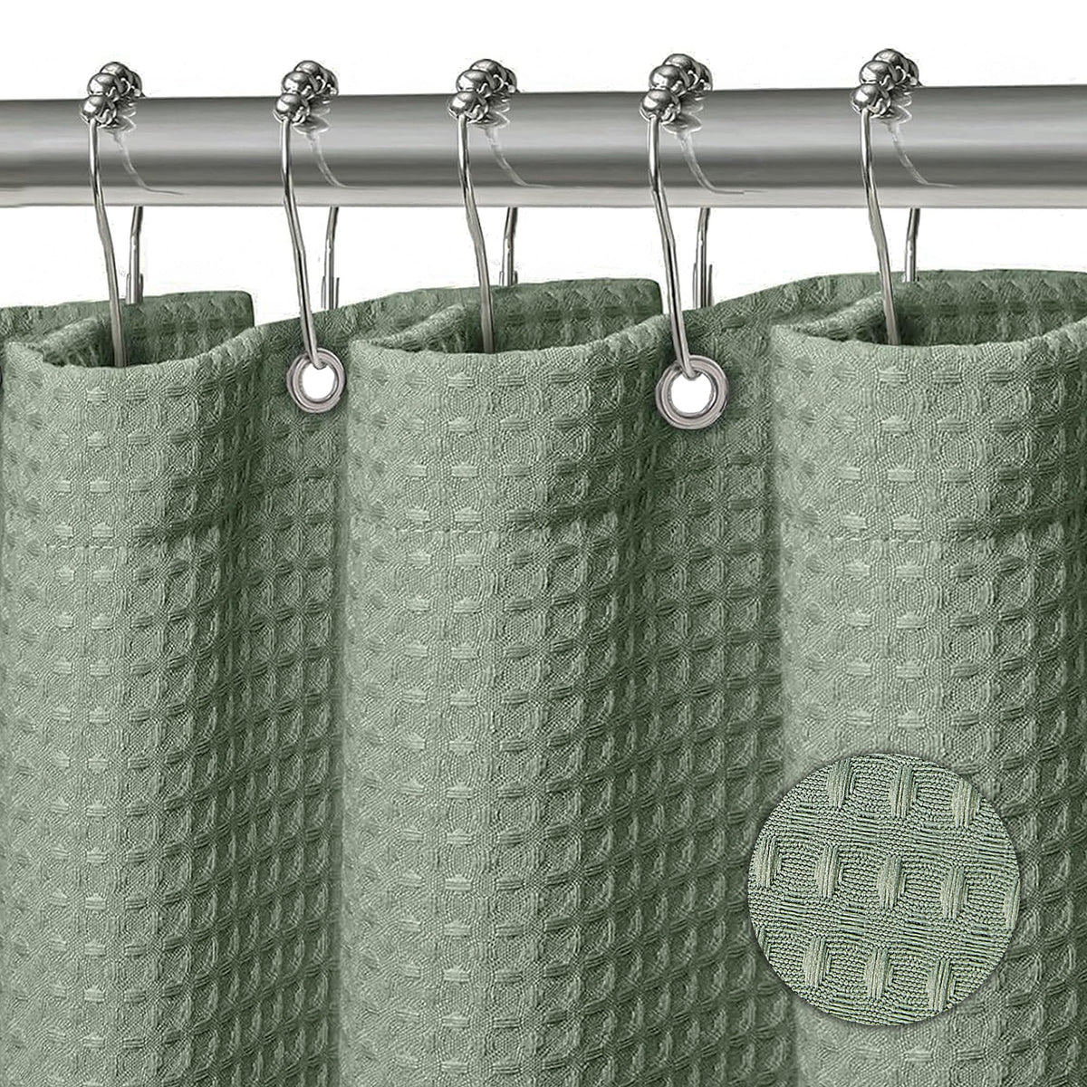 KAIMEIYU Shower Curtain Polyester Bath Curtains Heavy Duty with 12 Metal Hooks Bathroom Curtain Washable Waterproof for Bathtub and Bathroom 180 x