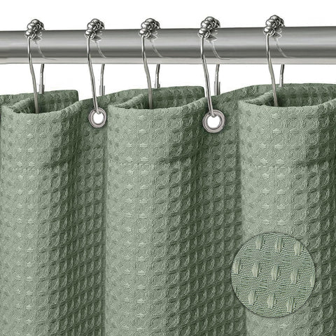 KAIMEIYU Shower Curtain Polyester Bath Curtains Heavy Duty with 12 Metal Hooks Bathroom Curtain Washable Waterproof for Bathtub and Bathroom 180 x