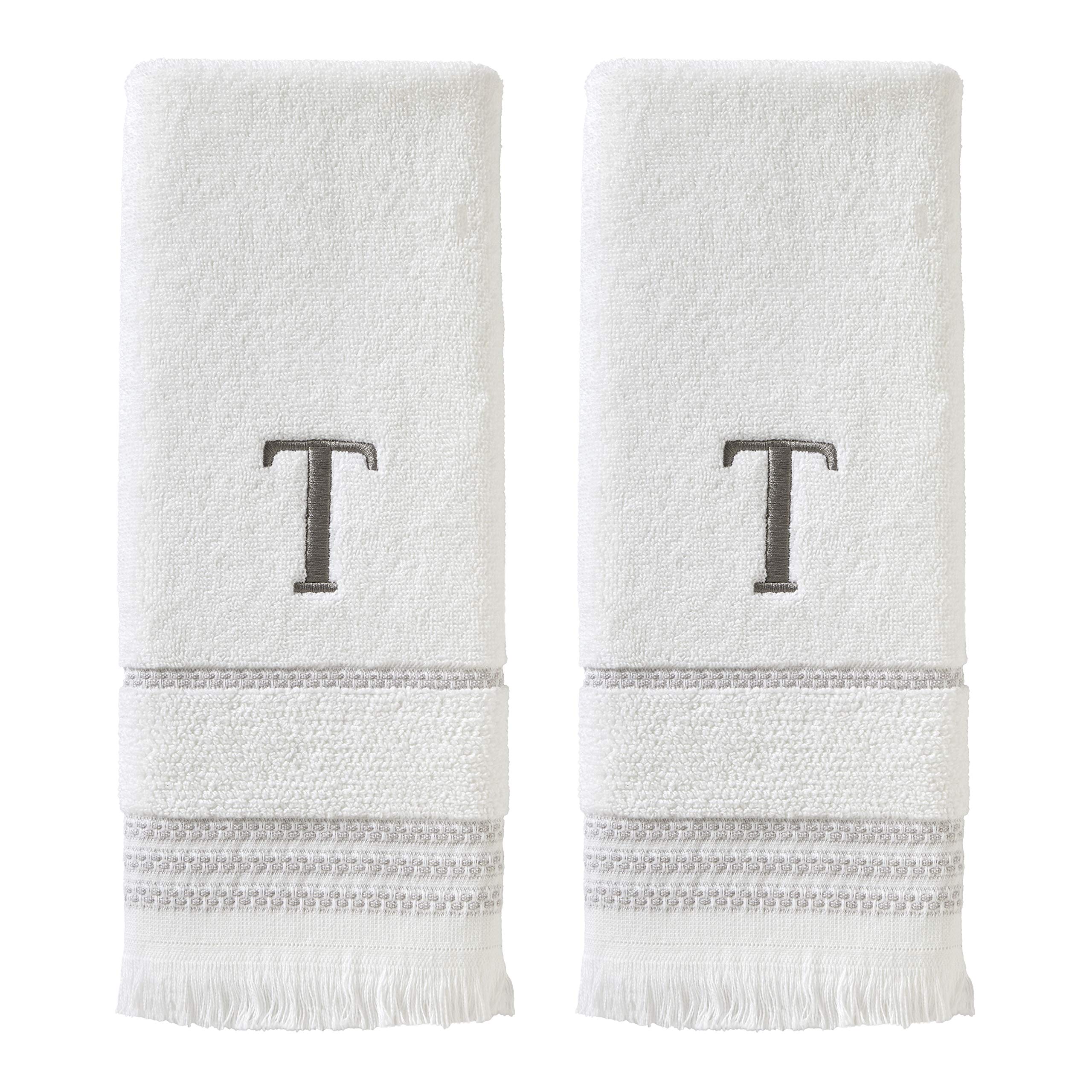 SKL Home Hand Towel Set, T, Cotton, White, 16x26