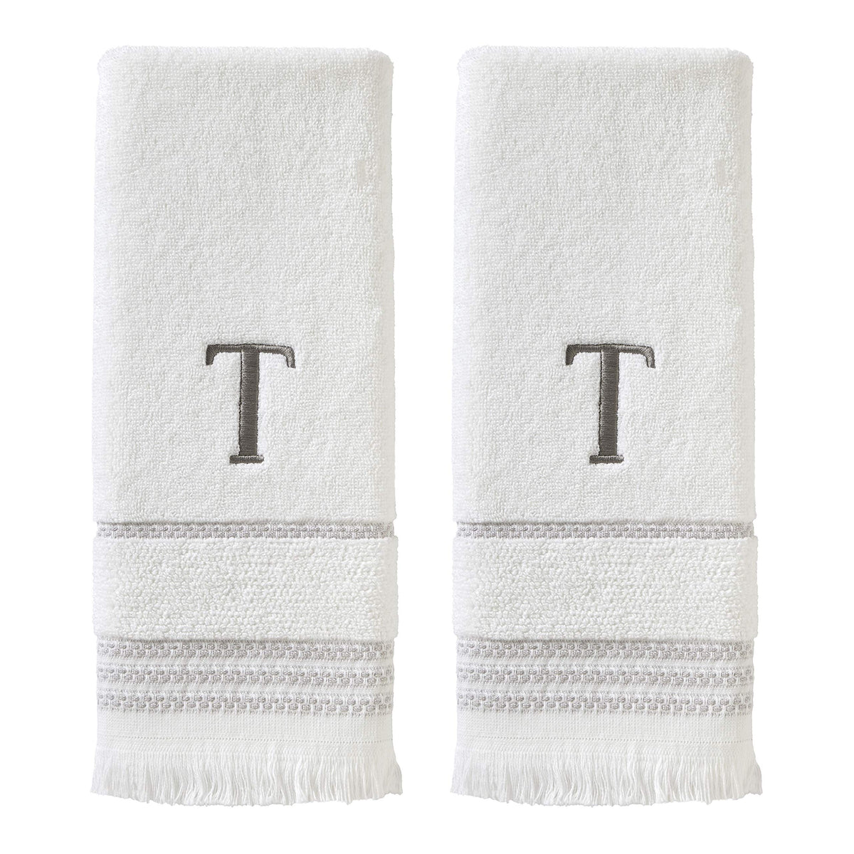 SKL Home Hand Towel Set, T, Cotton, White, 16x26