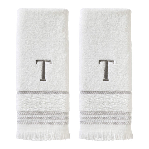 SKL Home Hand Towel Set, T, Cotton, White, 16x26