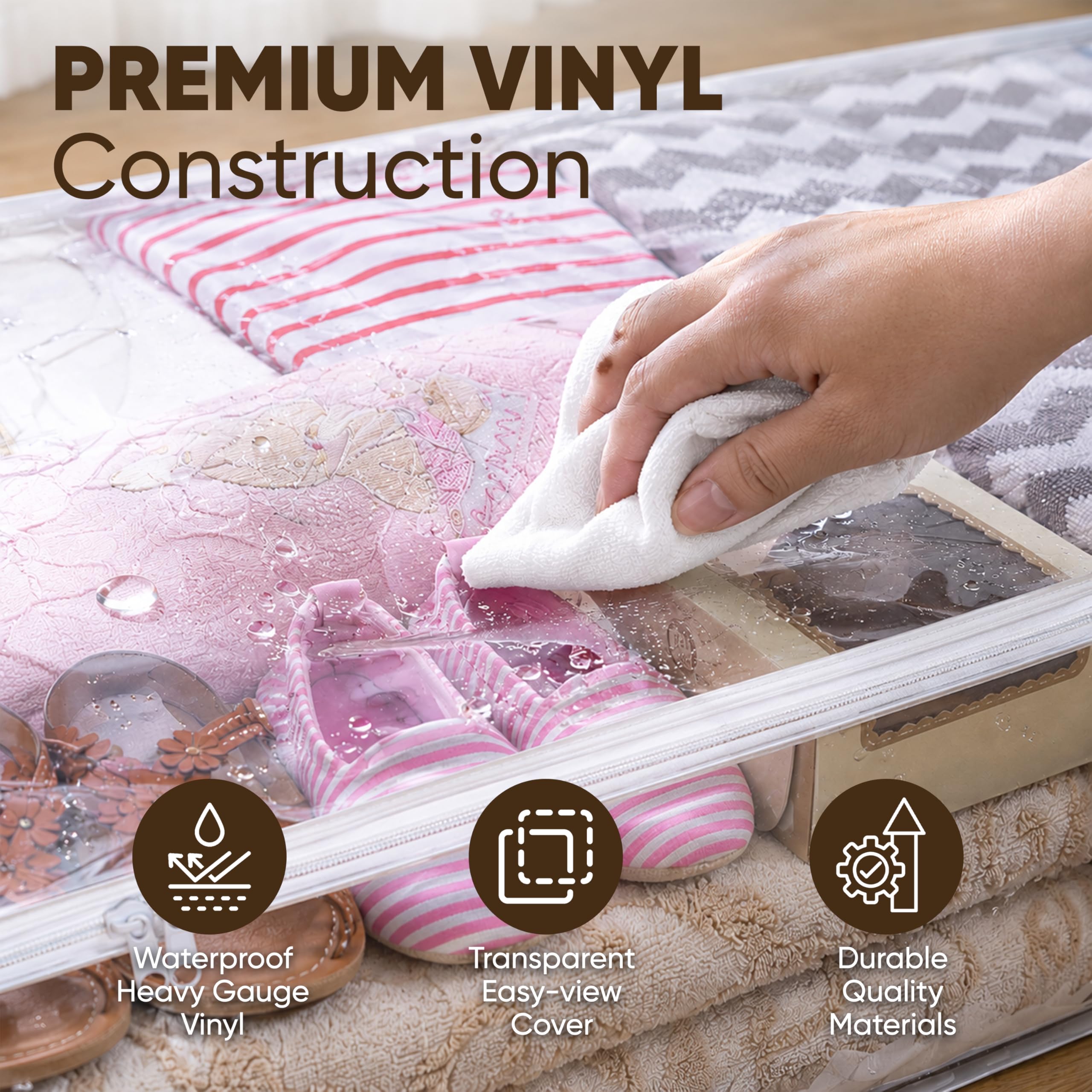 Masirs Clear Underbed Storage Bag, Durable Vinyl Material to Shield Your Contents from Dust, Dirt and Moisture