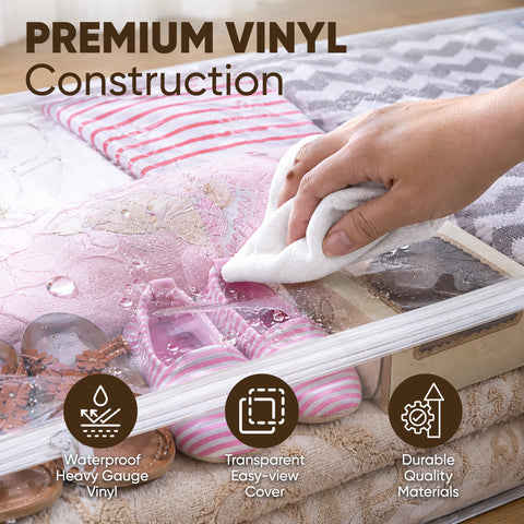 Masirs Clear Underbed Storage Bag, Durable Vinyl Material to Shield Your Contents from Dust, Dirt and Moisture