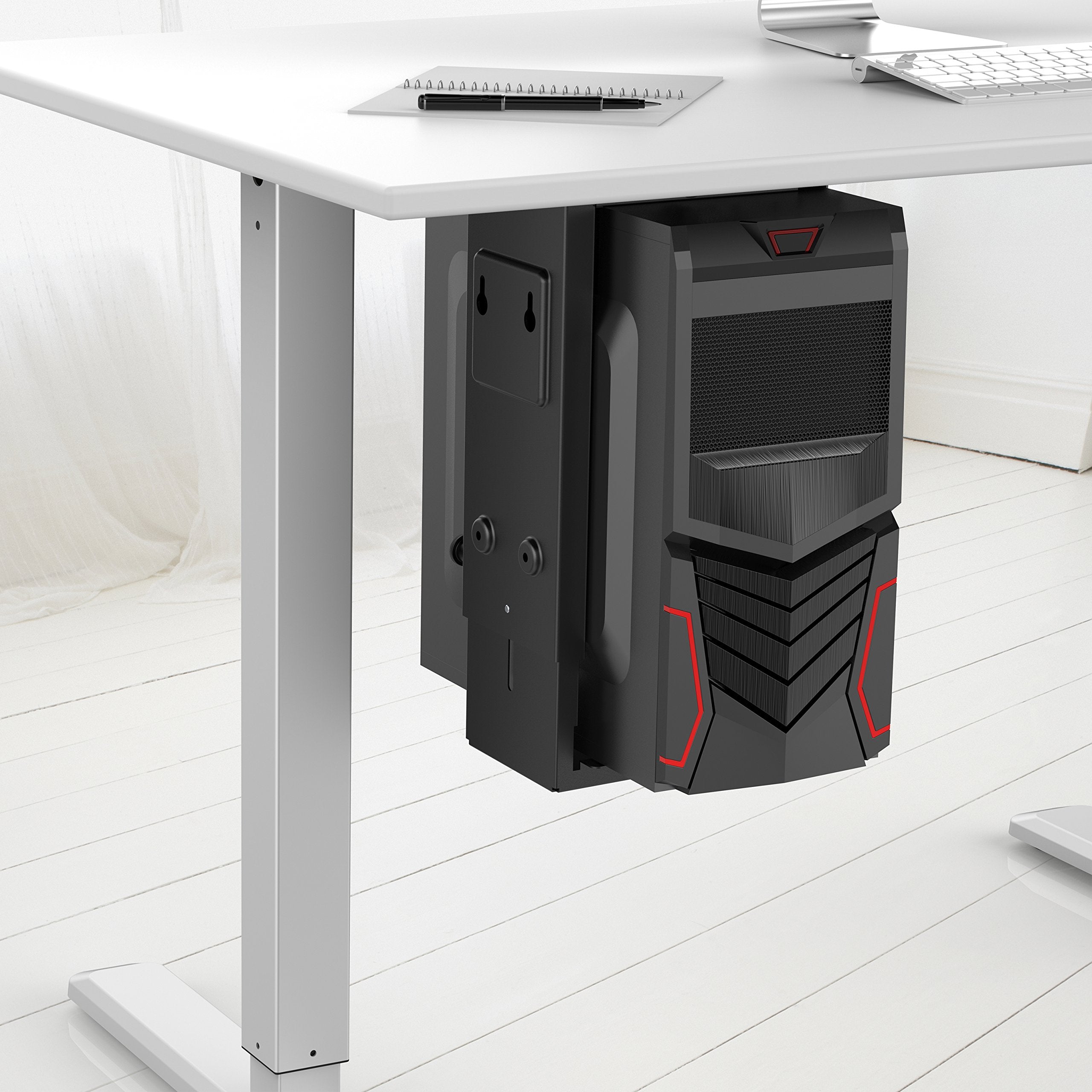 HumanCentric Adjustable Under Desk Computer Mount & Wall Mount, CPU Holder