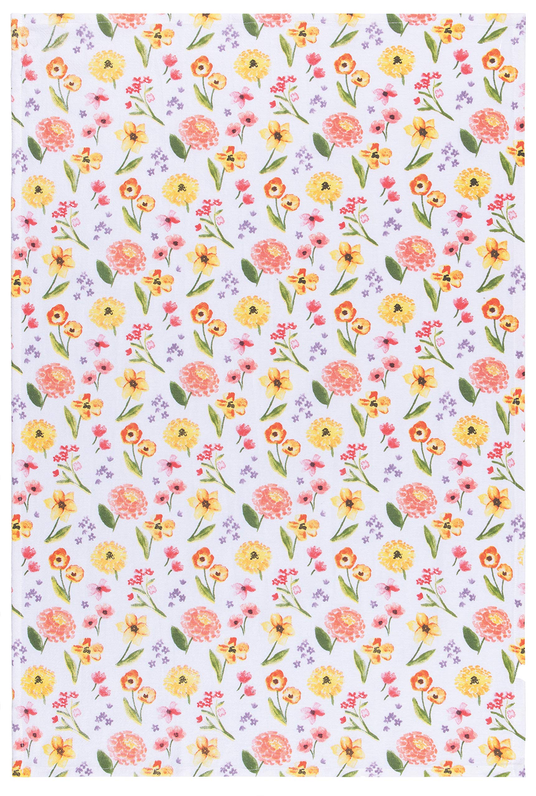 Now Designs Floursack Kitchen Towels Quick Dry Cotton Hand Towel Set, 3 Count, Cottage Floral, 20 x 30 in