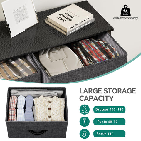 YITAHOME Wide Chest of Drawers with 9 Drawers, Fabric Dressers with Easy Pull Handle,Sturdy Steel Frame,Storage Drawers for Bedroom, Closet, Clothes