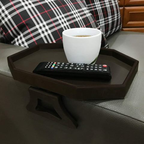 Clip-On Side Table for Sofa Armrest, Couch Tray for Drinks & Snacks(Cherry)
