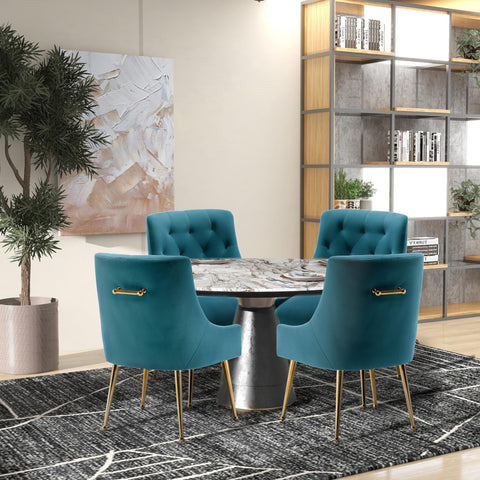 SEYNAR Dining Chair Set of 2,Modern Velvet Dining Chairs with Gold Legs,Elegant Tufted Accent Chairs for Reception, Living Room or Study Room