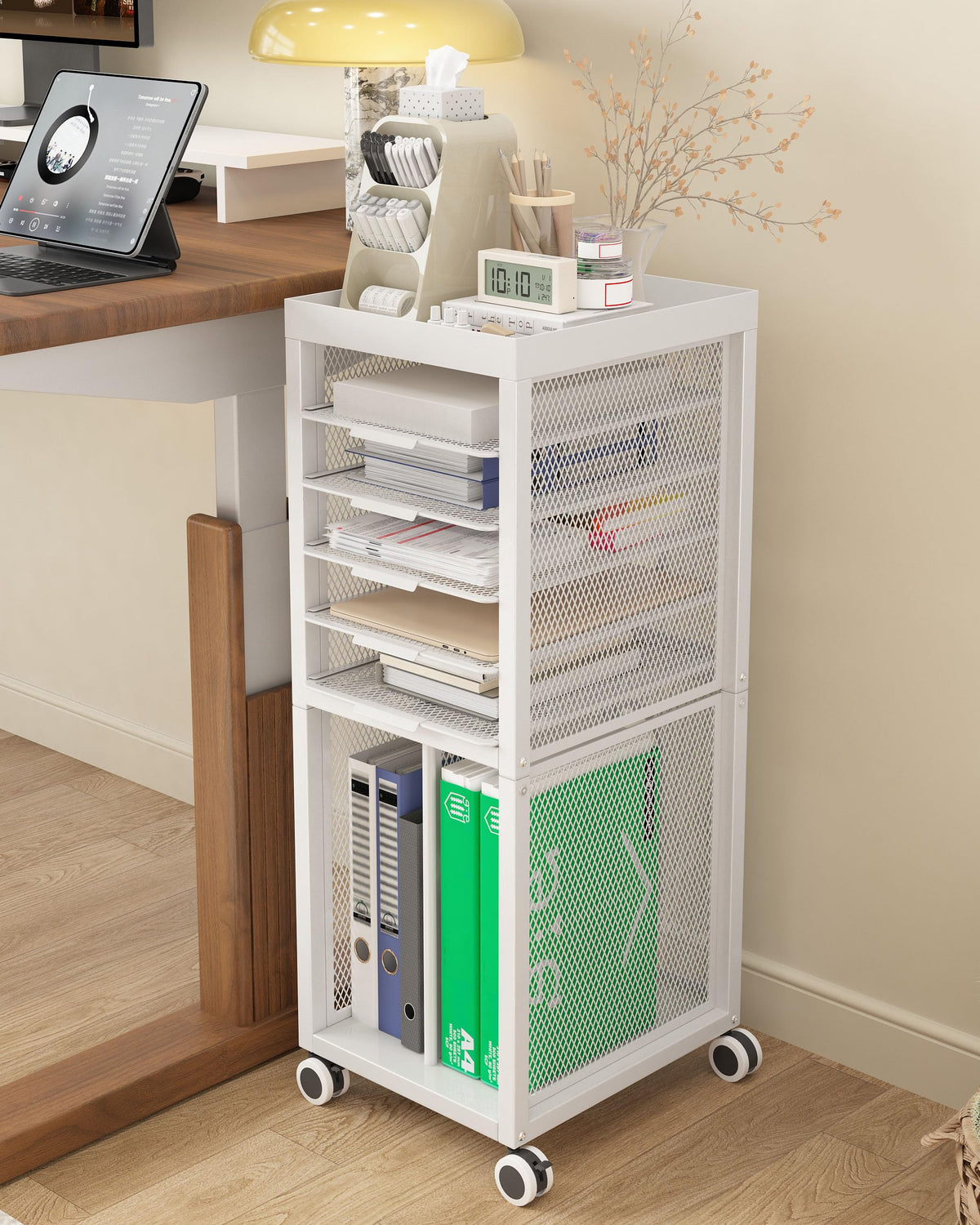 Noskox Rolling File Cart,Mobile Bookshelf with Wheels