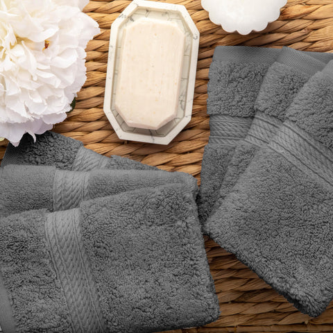 Superior 900 Gram 100% Premium Long-Staple Combed Cotton 6-Piece Face Towel Set, Charcoal
