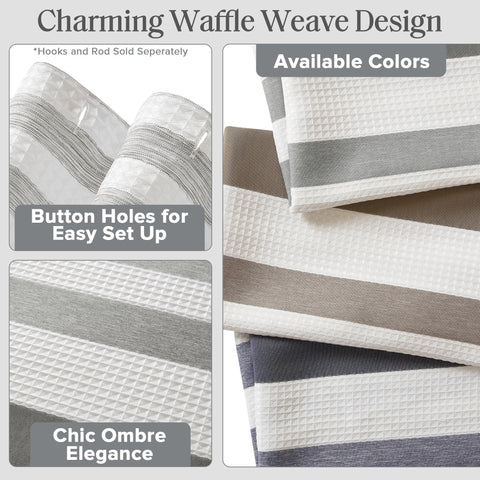 Madison Park Shower Curtain Spa Waffle Weave Shower Curtain for Bathroom 3M Scotchgard Moisture Management