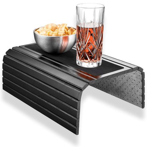 Heimelig Sofa Tray, Non-Slip Couch Shelf Made of Sustainable Bamboo, Flexible Sofa Butler for Armrests with Integrated Non-Slip Pad