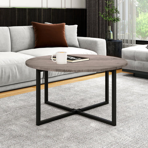 HOMERECOMMEND Round Coffee Table for Living Room,Circle Coffee Tables,Grey