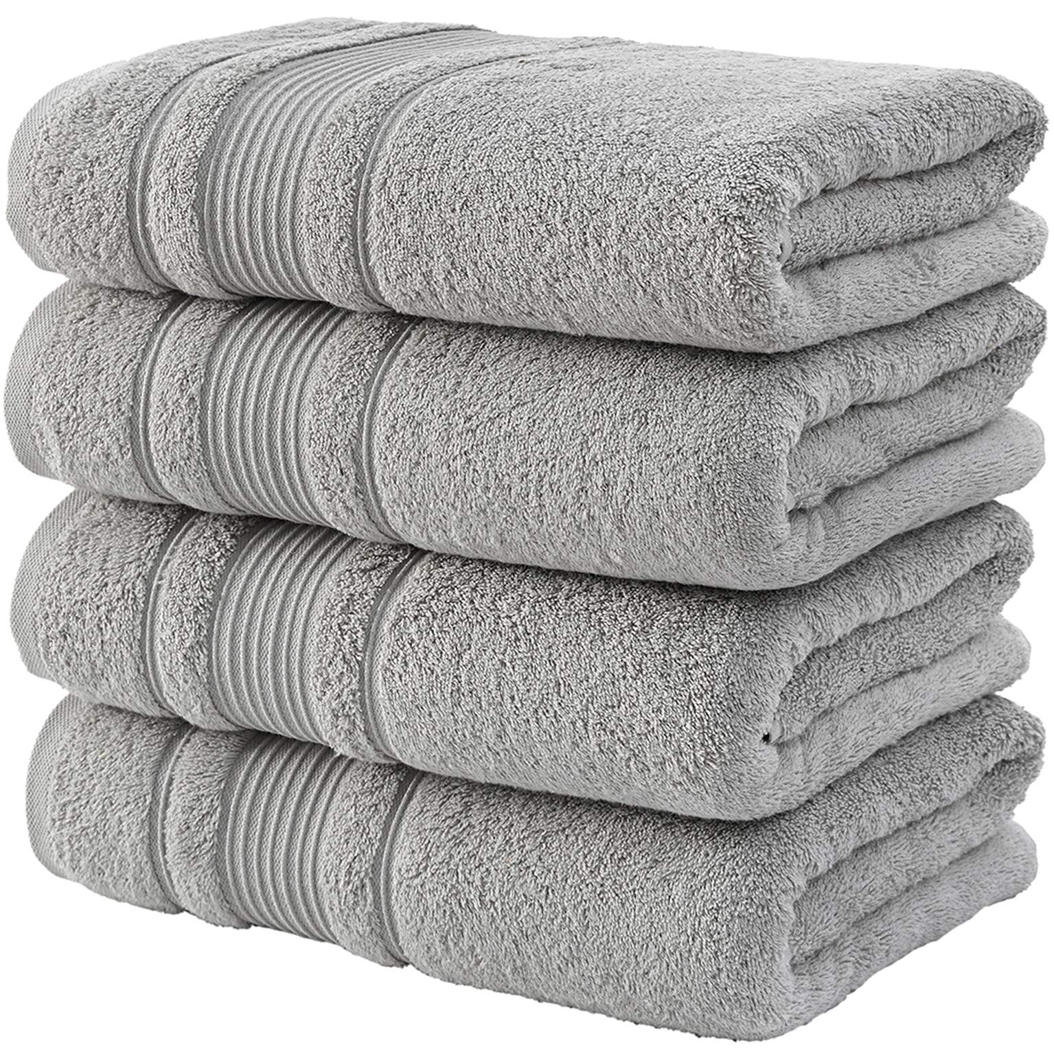 Qute Home 4-Piece Bath Towels Set, 100% Turkish Cotton Premium Quality Towels for Bathroom
