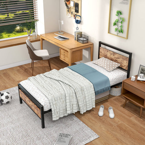 JURMERRY JELUTE 3ft Single Size Metal Platform Bed Frame, Black