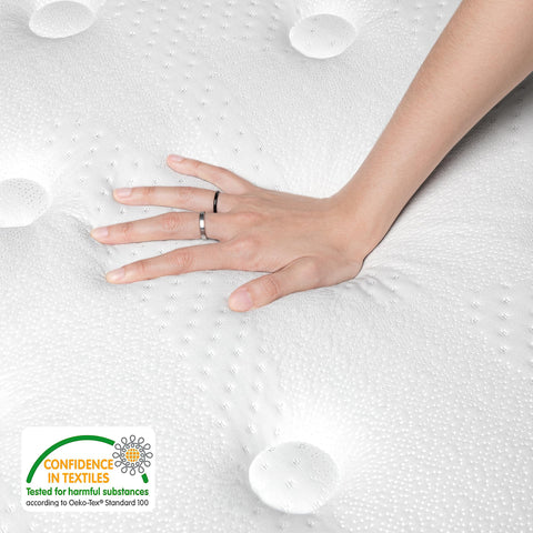 TeQsli Individually Pocket Sprung King Mattress 5FT with Soft Fabric, 10 Inch Hybrid Mattress King for Pressure & Back Pain Relief