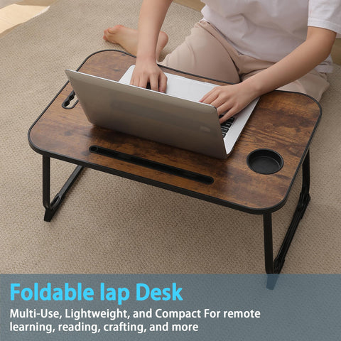 Laptop Bed Desk, Lap Desk Breakfast Tray Table for Home and Office,Eating, Reading, Writing on Bed, Sofa,Laptop Stand for Bed (Yellow)