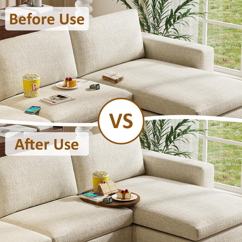 Asgolion Sofa Tray, 40 x 32 cm, Insert & Flat Sofa Organiser, Walnut