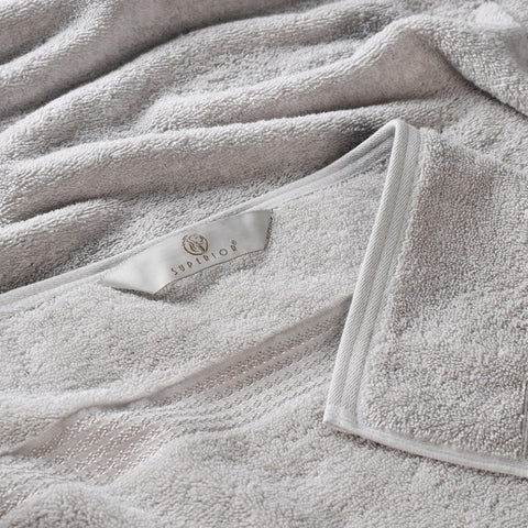 Superior Luxurious Soft Hotel & Spa Quality Washcloth Face Towel Set of 10, Made Long-Staple Combed Cotton - Silver, 13" x 13" each