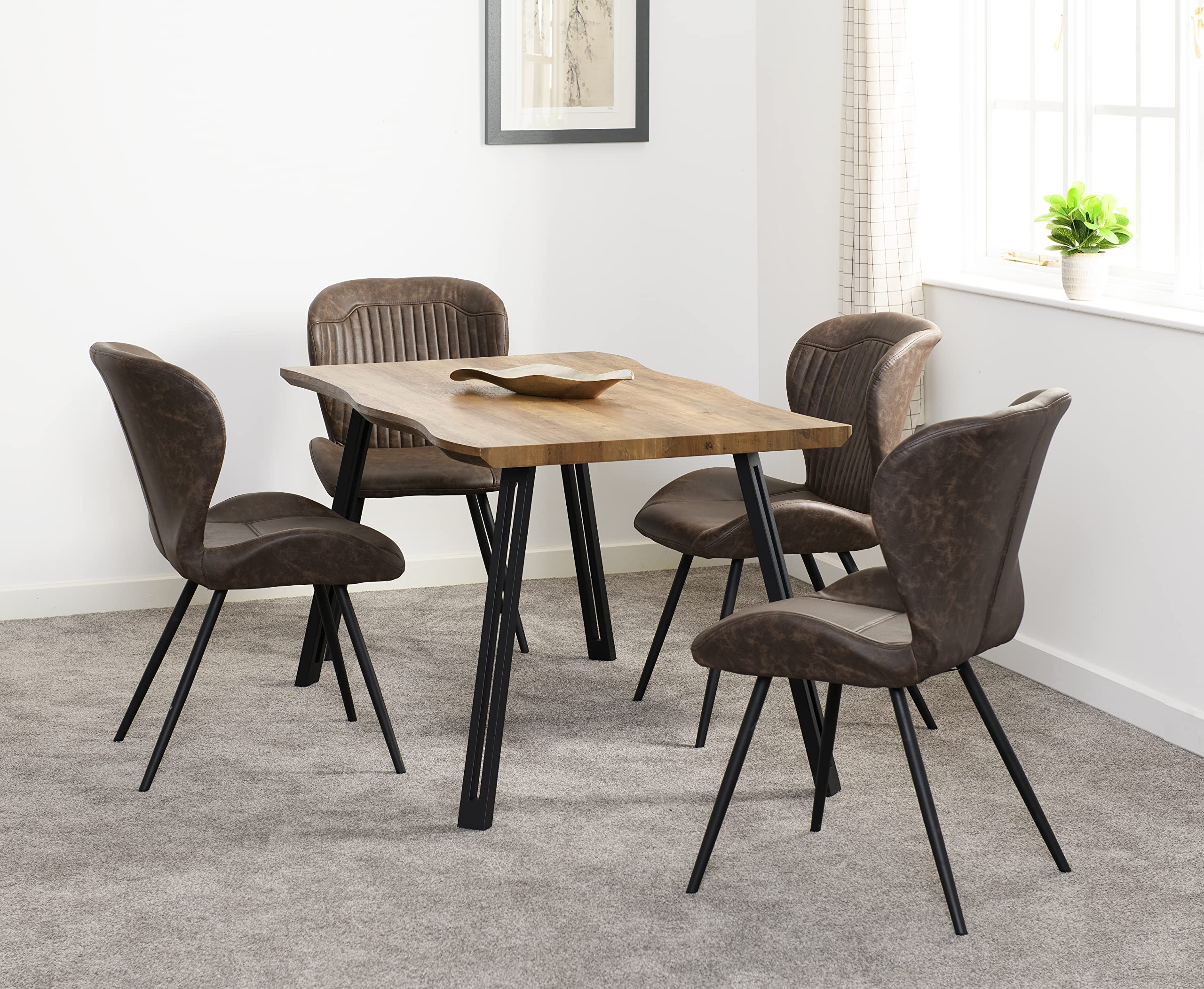 Seconique Quebec Wave Edge Dining Table in Medium Oak Effect