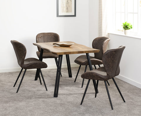 Seconique Quebec Wave Edge Dining Table in Medium Oak Effect