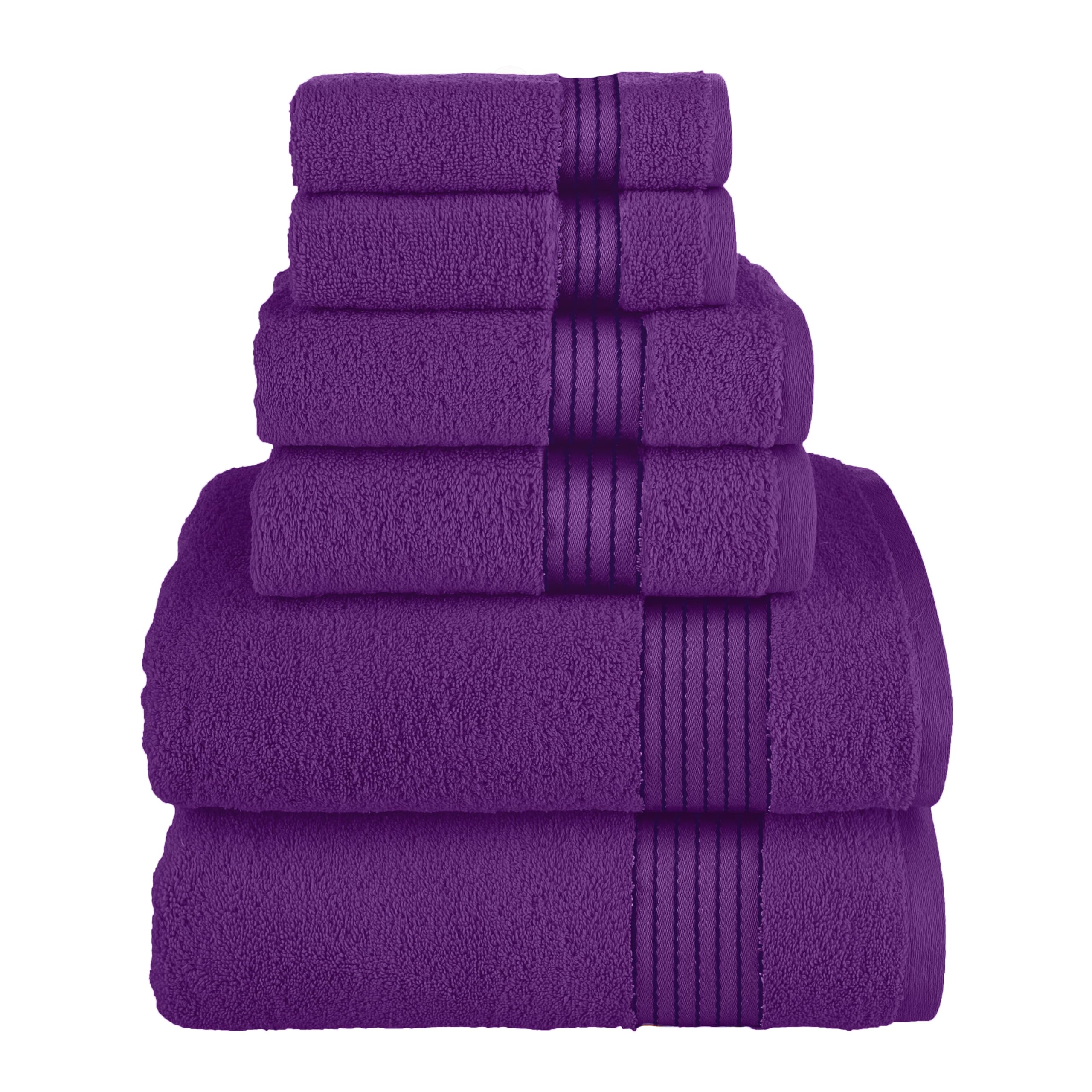 Elegant Comfort Premium Cotton 6-Piece Towel Set, Includes 2 Washcloths, 2 Hand Towels and 2 Bath Towels, 100% Turkish Cotton