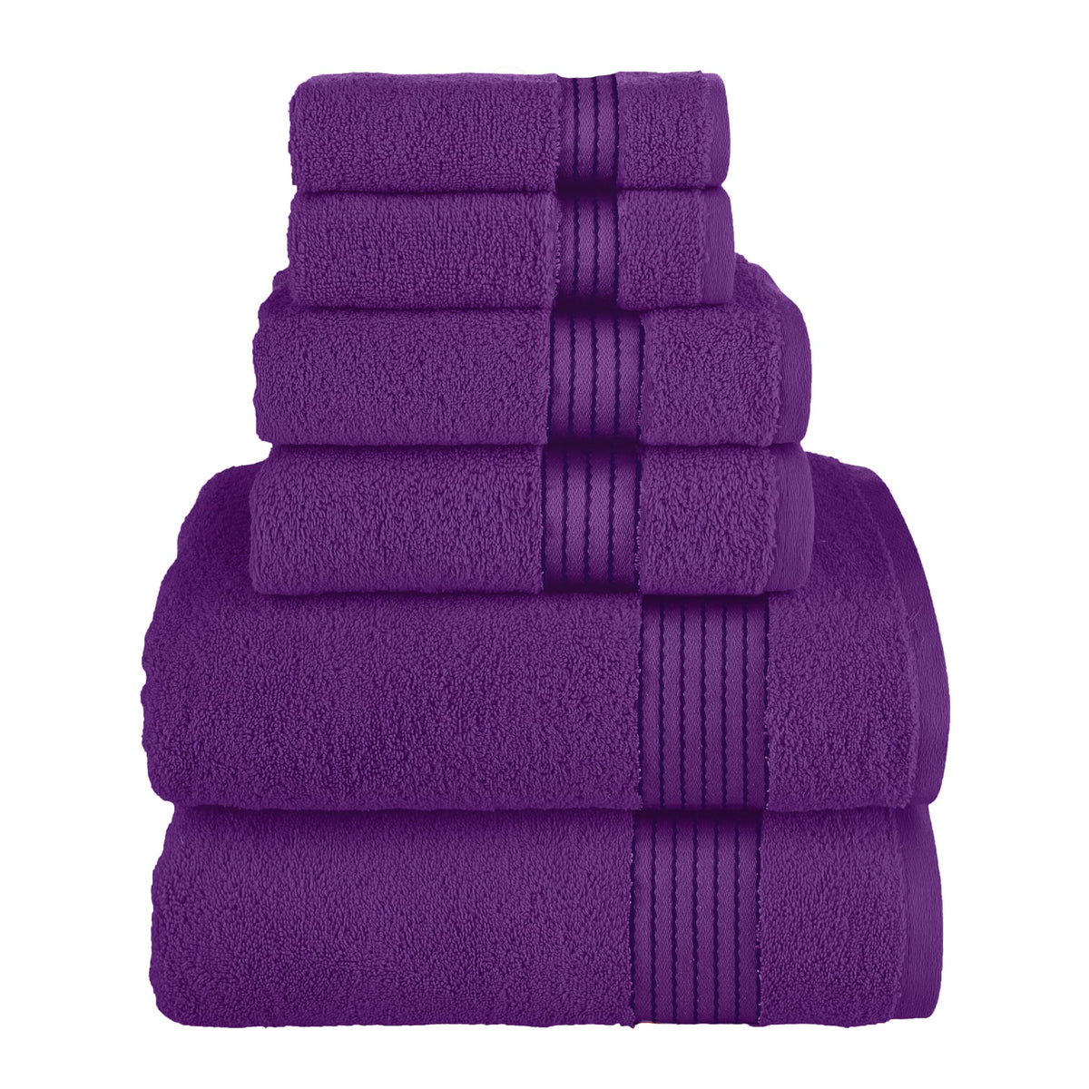 Elegant Comfort Premium Cotton 6-Piece Towel Set, Includes 2 Washcloths, 2 Hand Towels and 2 Bath Towels, 100% Turkish Cotton