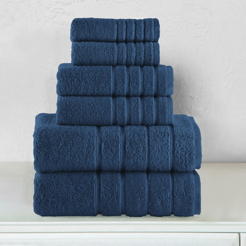 Elegant Comfort 4 Lines Viscose Stripe 6-Piece Premium Towel Set - 100% Turkish Cotton High Absorbent Luxury Bathroom Towels – Includes 2 Washcloths