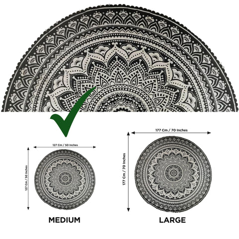 raajsee Grey Black Round Beach Tapestry Hippie/Boho Beach Blanket Mandala/Indian Cotton Throw