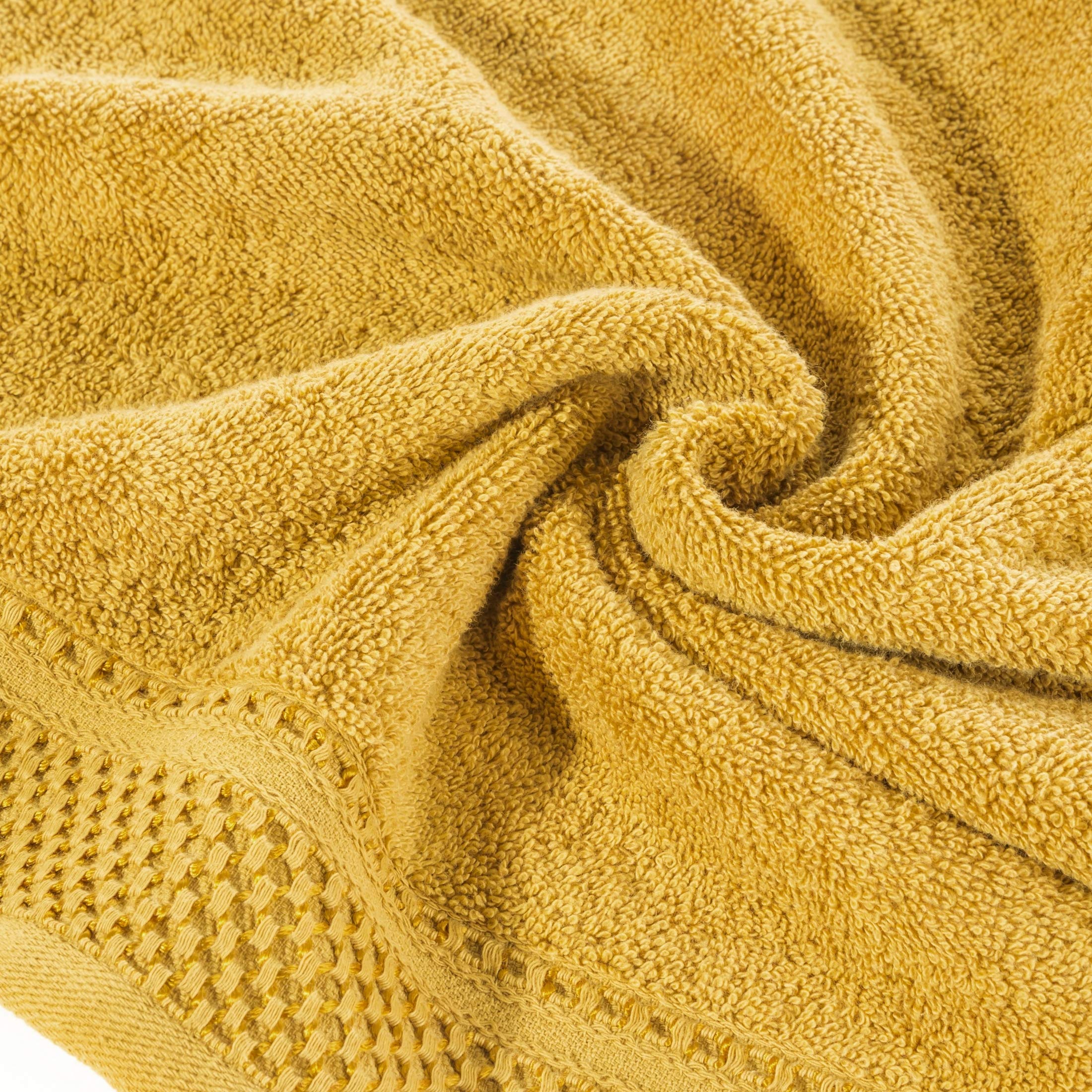 Eurofirany Carlo Bath Towel Set Hand Towel Sauna Towel Pattern - Absorbent, 100% Cotton 580g/m, Pack of 3 and 6, Rapeseed Yellow, 50 x 90 cm, 6
