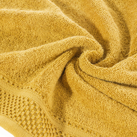 Eurofirany Carlo Bath Towel Set Hand Towel Sauna Towel Pattern - Absorbent, 100% Cotton 580g/m, Pack of 3 and 6, Rapeseed Yellow, 50 x 90 cm, 6