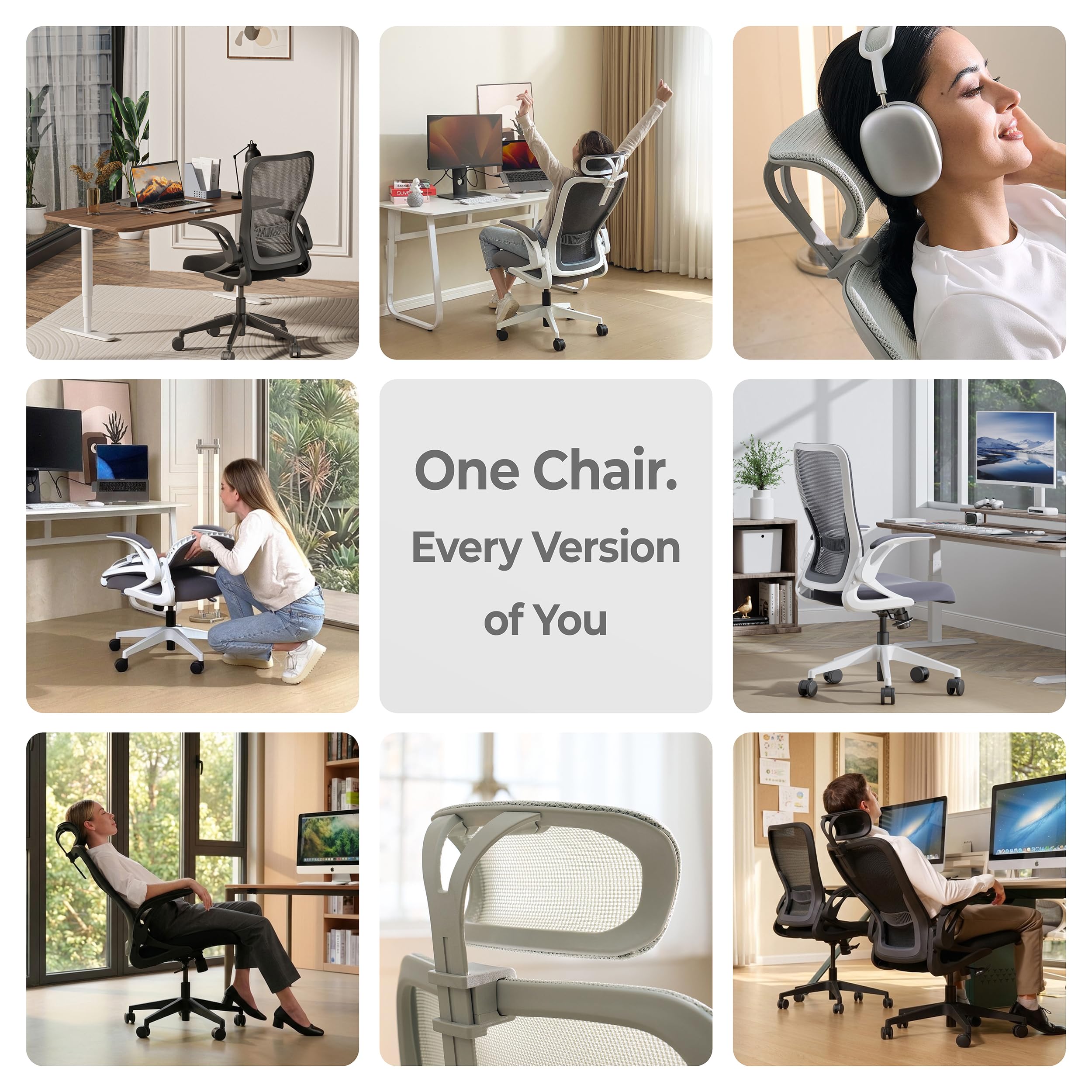 Tervo Model U | Folding Office Chair for Small Spaces | Ergonomic Design with High Rebound Mesh | Computer Desk Chair for Gaming | For Adults & Kids
