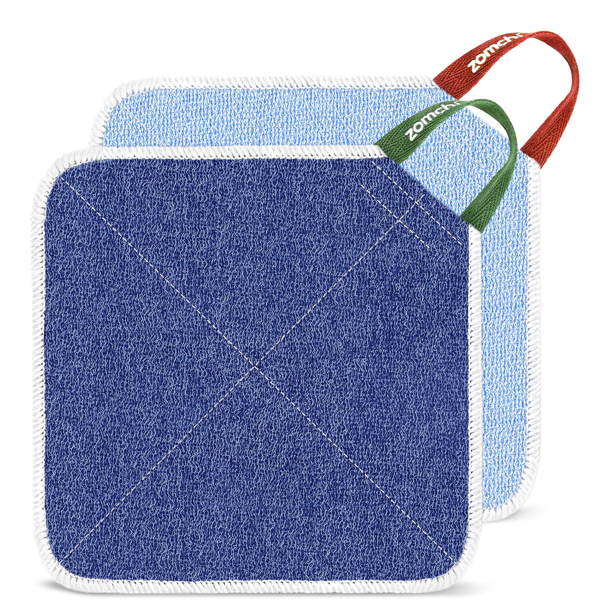 ZOMCHI Exfoliating Wash Cloths for Face and Body, 2 Pack, Blue