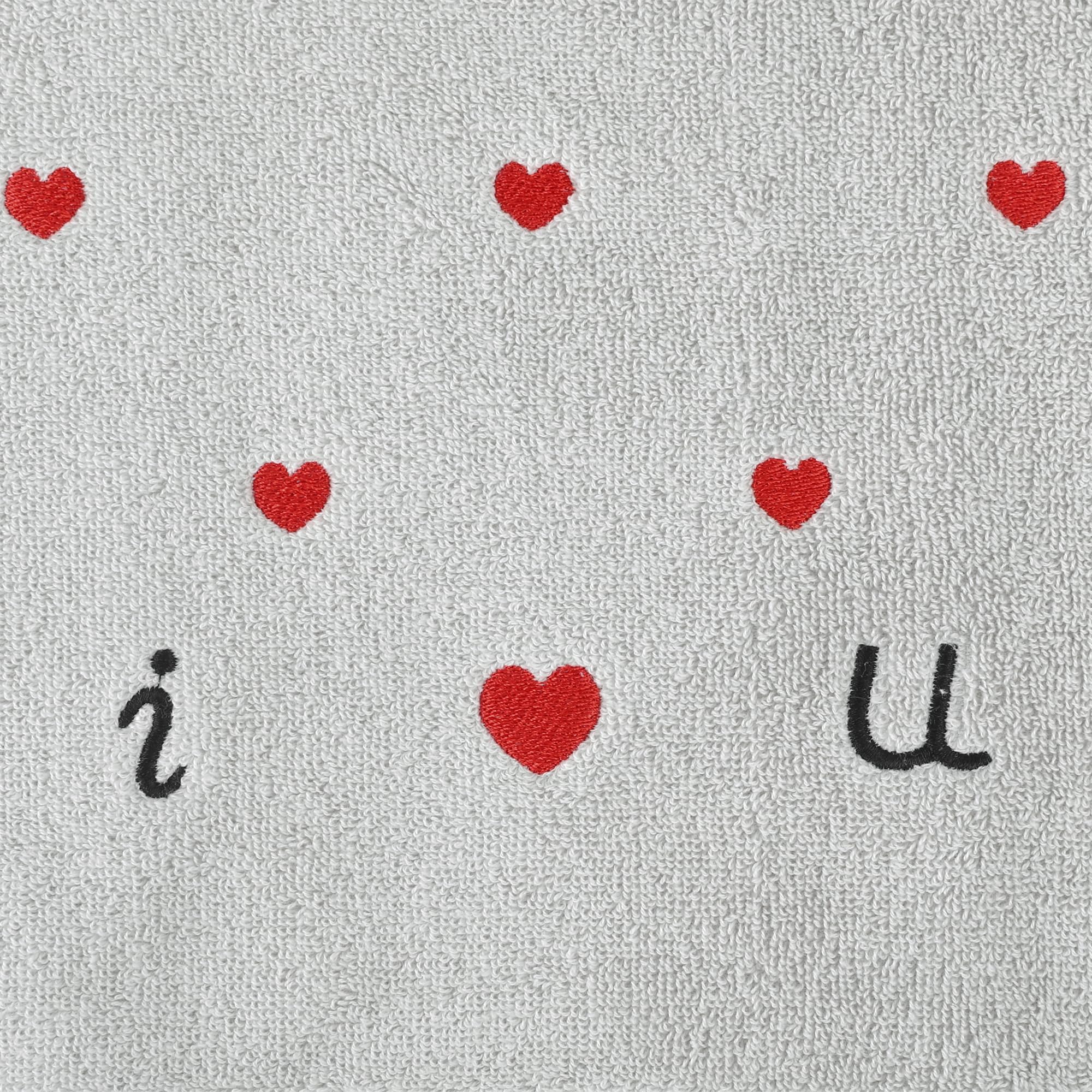 HMETOL Valentine's Day Cotton Letter Heart Love Pattern Hand Towels