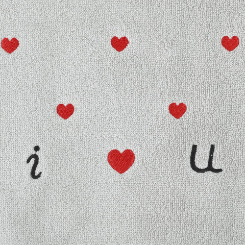 HMETOL Valentine's Day Cotton Letter Heart Love Pattern Hand Towels
