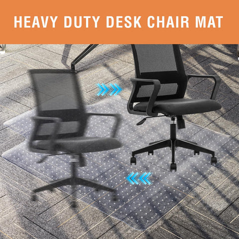 TOPWAY Office Chair Mat for Carpet Floor, 90x120cm, 2.2mm Thick T-Shape Clear Non-Slip PVC Carpet Floor Protector, Easy Glide