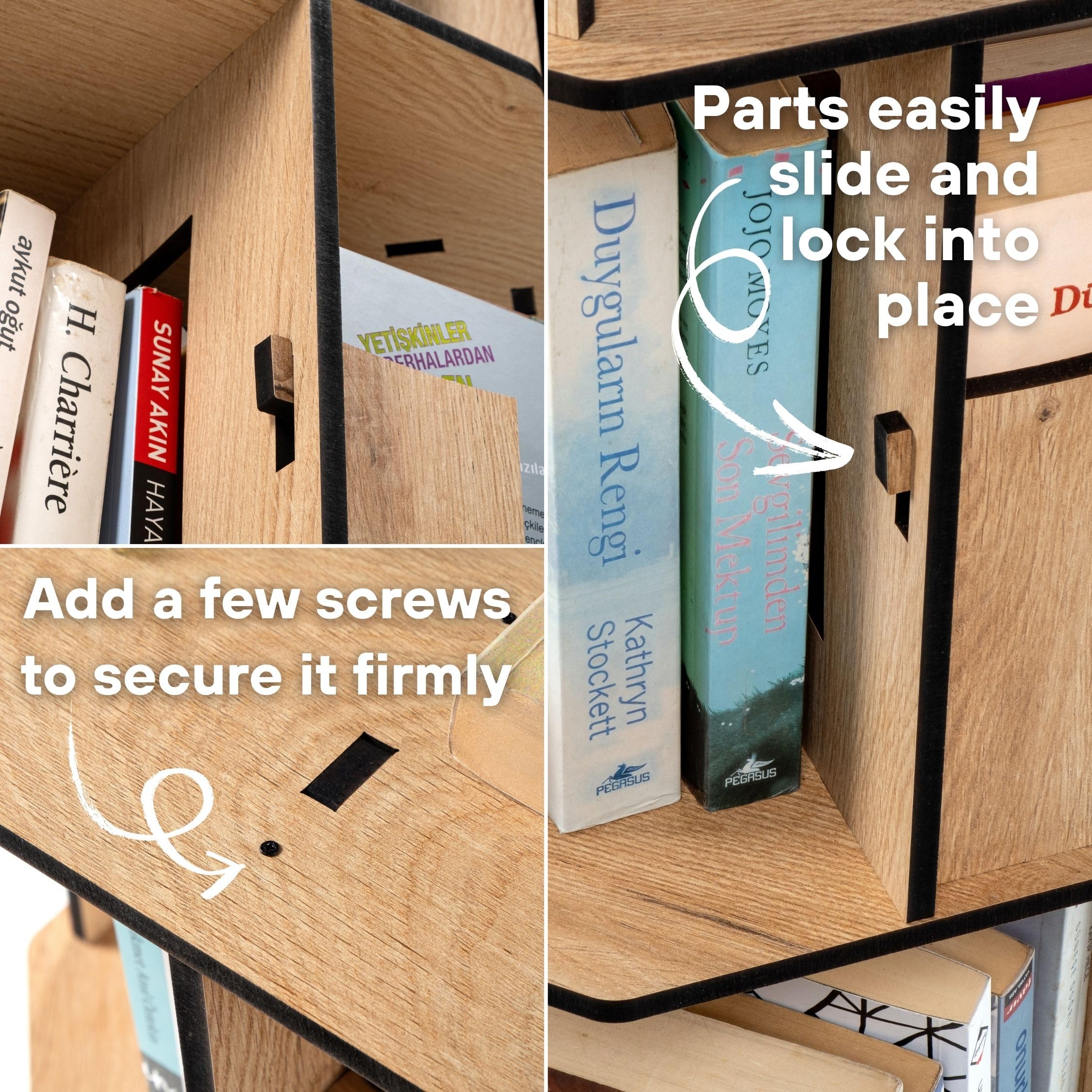 vigowood Corner Shelf Kids Bookshelf, Rotating Book Shelf for Kids Rooms – Space-Saving Wooden Storage Organizer for Books and Toys (Walnut, 2 Tier)